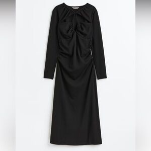 H&M Cut Out Black Midi Dress Large NWT